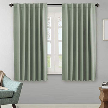 H.VERSAILTEX Blackout Curtains Thermal Insulated Window Treatment Panels Room Darkening Blackout Drapes for Living Room Back Tab/Rod Pocket Bedroom Draperies, 52 x 63 Inch, Light Sage, 2 Panels - color: Light Sage, size: 52"W x 63"L (Pack of 2)