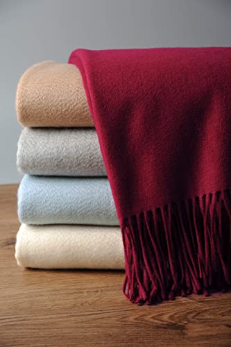 EP Mode 100% Pure Cashmere Throw Blanket for Sofa, Merlot - color: Merlot