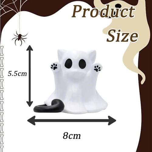 1 Pcs Halloween Ghost Figurine Spooky Unique Cat Mini Figurines - color: Styl 1