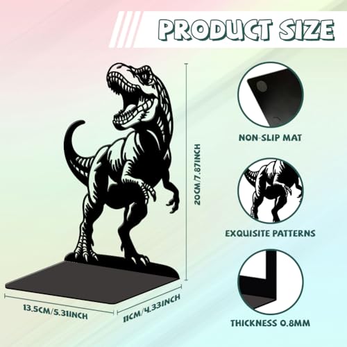 Peacoblue 5.3"x4.3"x7.9" Metal Bookends, Heavy Duty Book Ends for Shelves - style: Tyrannosaurus Rex