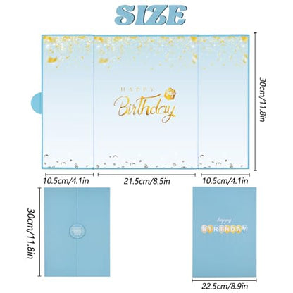 Crenics Dusty Blue and Gold Birthday Guest Sign in Book Alternative 18" x 12" - color: Dusty Blue and Gold
