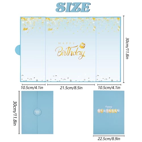 Crenics Dusty Blue and Gold Birthday Guest Sign in Book Alternative 18" x 12" - color: Dusty Blue and Gold