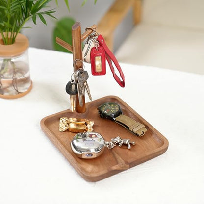 Wooden Key Tray, Key Tree Jewelry Organizer Entryway Solid Holder
