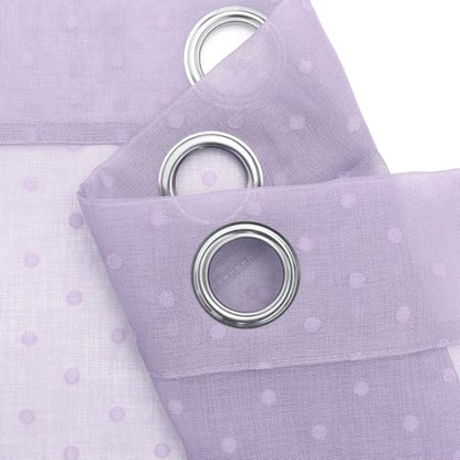 Pitalk Light Purple Sheer Curtain for Kids Room Nursery 63 Inch Polka Dots - color: Lavender, size: 52"W x 63"L (Pack of 2)