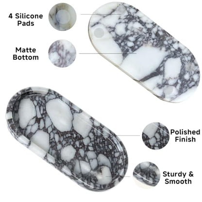 Natural Marble Decorative Tray-Bathroom Counter Decor Vanity Perfume Tray