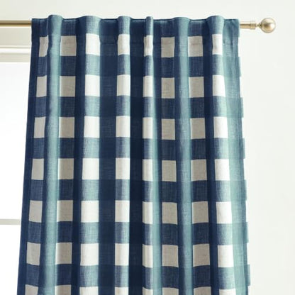 Grainger Rod Pocket Back Tab Window Curtain Panel, Indigo - 52" W x 63" L - color: Indigo, size: 52"W x 63"L (Pack of 1)