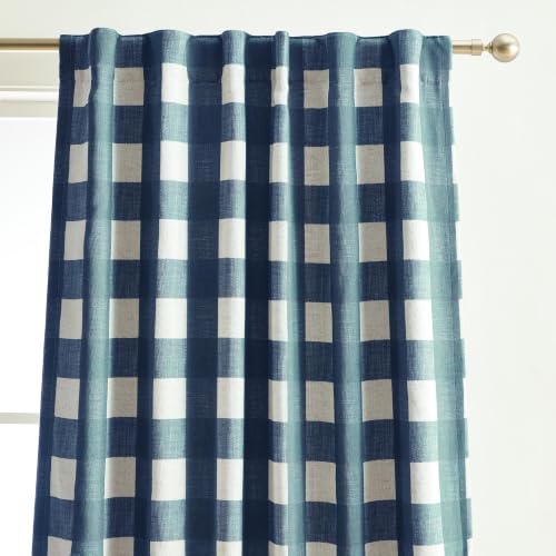 Grainger Rod Pocket Back Tab Window Curtain Panel, Indigo - 52" W x 63" L - color: Indigo, size: 52"W x 63"L (Pack of 1)