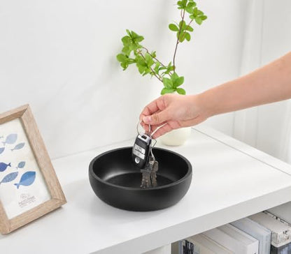 Large Concrete Key Bowl for Entryway Table - 7.9" Key Holder Bowl for Keys - color: Charcoal Black