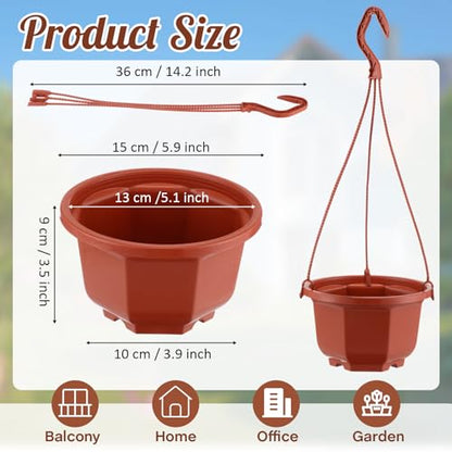 Roshtia 24 Pcs Hanging Planter Pot with Hook, Brown, 6 Inch - color: Brown, size: 6 Inch