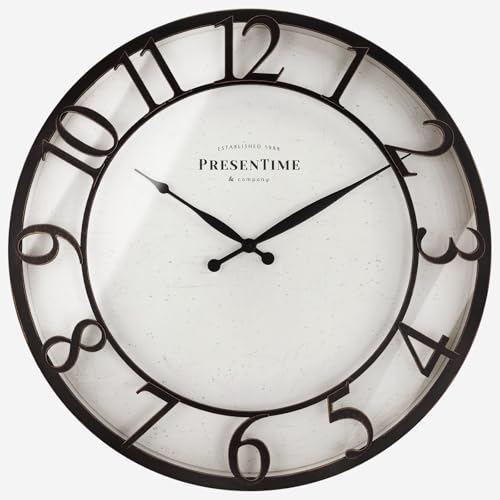 Presentime 21" Farmhouse Series Wall Clock - color: Oil Rubbed Bronze / Antique White, size: 21 inch