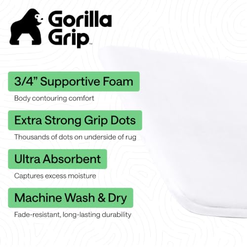 GORILLA GRIP® Memory Foam Bath Rug for Bathroom, 30x20 White - color: Bright White, size: 30" X 20"
