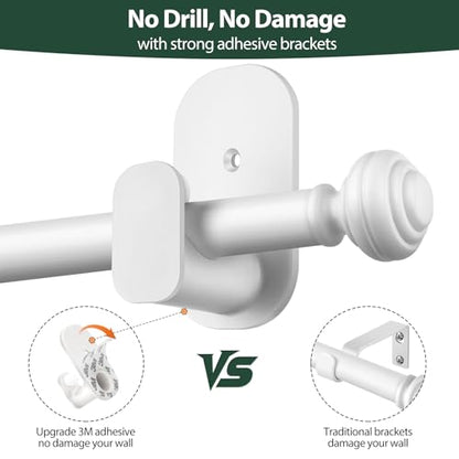 KAMANINA Curtain Rods No Drilling for Windows 16 to 30 Inches, White 2 Pack - color: White, size: 16-30"（2Pack）