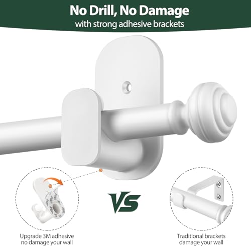 KAMANINA Curtain Rods No Drilling for Windows 32 to 86 Inches, White - color: White, size: 32-86"