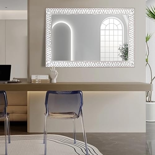 36x24 Inch Farmhouse Rectangle Wall Mirrors with Wooden Frame - color: I - Rectangular - 36x24 in