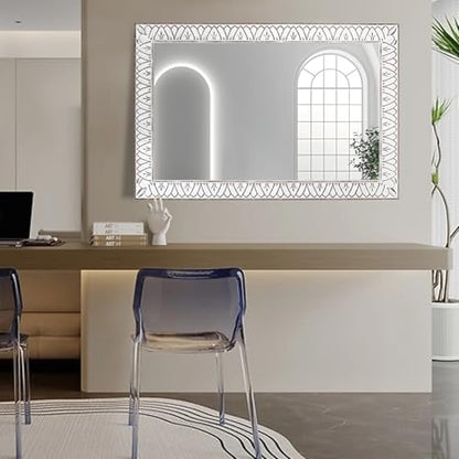36x24 Inch Farmhouse Rectangle Wall Mirrors with Wooden Frame - color: I - Rectangular - 36x24 in