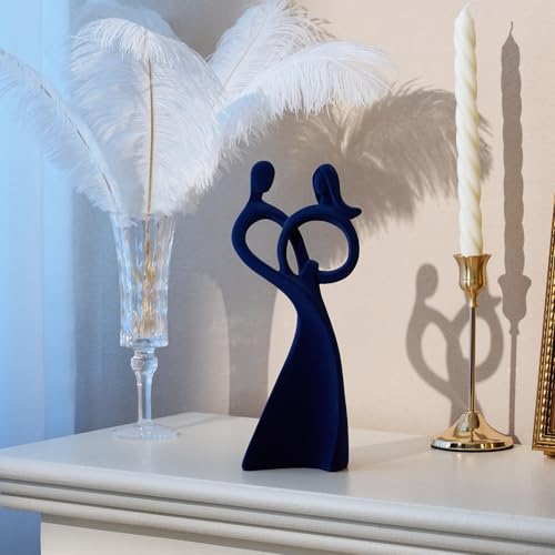 Romantic Couple Statue with Soft Flocked Finish, Dark Blue - color: Couple02-dark Blue