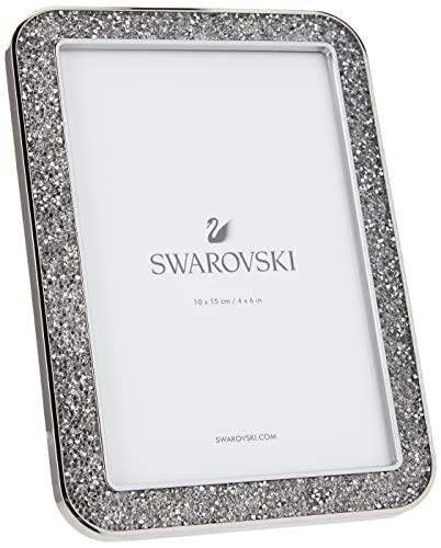 SWAROVSKI Minera Picture Frame, Silver-Tone Metal Picture Frame with Clear Swarovski Crystal Accents, For Pictures Measuring 4 x 6 Inches, Part of the Swarovski Minera Collection - color: Minera Frame