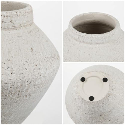 Briful Rustic Ceramic Vase Large Decorative Vase, 9'' Farmhouse Flower Vase - color: Beige#688