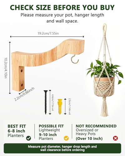 7-Inch Wooden 7-Shaped Wall Hook Plant Hanger – Ideal for Indoor/Outdoor Bird Feeders, Flower Baskets, and Wind Chimes - style: 4-7 Letter Style(2Pack)