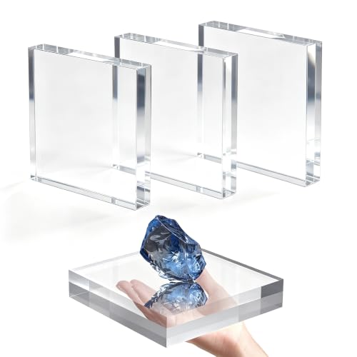SAMYUCHO 4 Pcs 5 X 5 X 1 Inch Acrylic Blocks, Clear Square Acrylic Base - size: 5 X 5 X 1" 4pcs