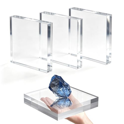 SAMYUCHO 4 Pcs 5 X 5 X 1 Inch Acrylic Blocks, Clear Square Acrylic Base - size: 5 X 5 X 1" 4pcs