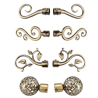 1 Pair Decorative Curtain Drapery Rod/Pole Finials Ends for 22mm Curtain Poles - Bronze, as described