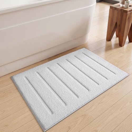 LUMI Ultra Soft Bathroom Rugs Absorbent, Non Slip Bath Mat 16x24, White - color: White, size: 16" X 24"