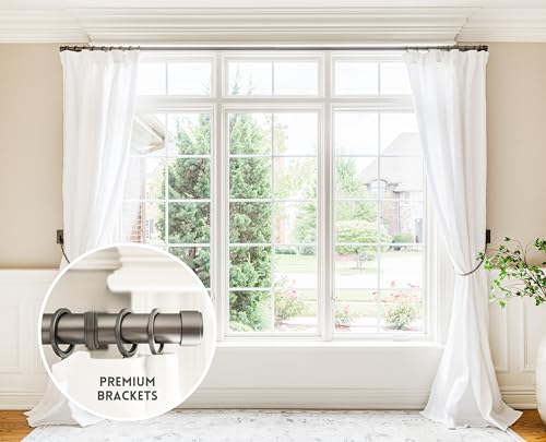 BlastHome® Luxury Adjustable Curtain Rod Brackets, Matte Graphite - color: Matte Graphite
