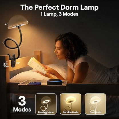 Shroommate Dorm Room Essential Clip On Bed Light for Dorm Room - Black - color: Black
