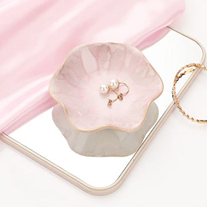 Jewelry Dish Tray Ring Holder Ceramic Trinket Tray Ring Dish Small Key Bowl - color: Pink, size: 4.3 inches