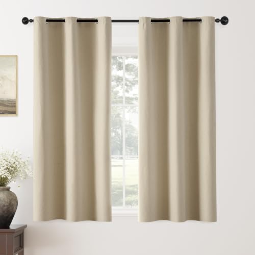 ChrisDowa Natural Blackout Curtains 63 Inches Long 2 Panels for Bedroom - color: Natural, size: 40"W x 63"L (Pack of 2)