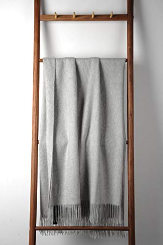 EP Mode 100% Pure Cashmere Throw Blanket for Sofa, Lt. Heather Grey - color: Lt. Heather Grey