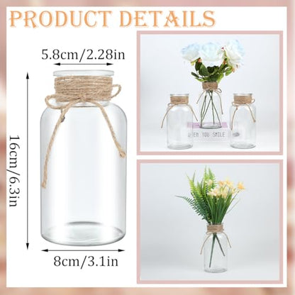 12 Pack Mason Jar Vases for Centerpieces, Clear Glass Flower Vase - color: Transparent