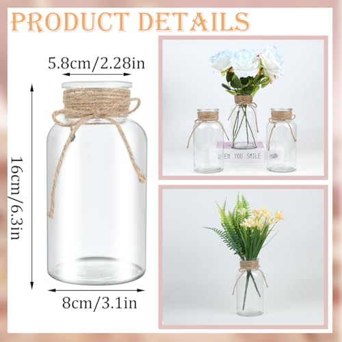 12 Pack Mason Jar Vases for Centerpieces, Clear Glass Flower Vase - color: Transparent