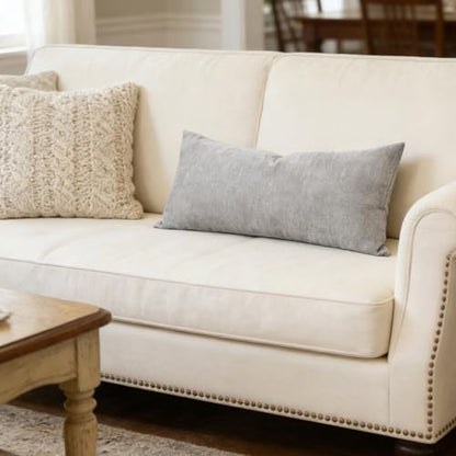 Slow Cow Chenille Lumbar Throw Pillow Cover 12 x 24 Inches Grey - color: D-chenille Grey, size: 24" x 12" (Pack of 1)