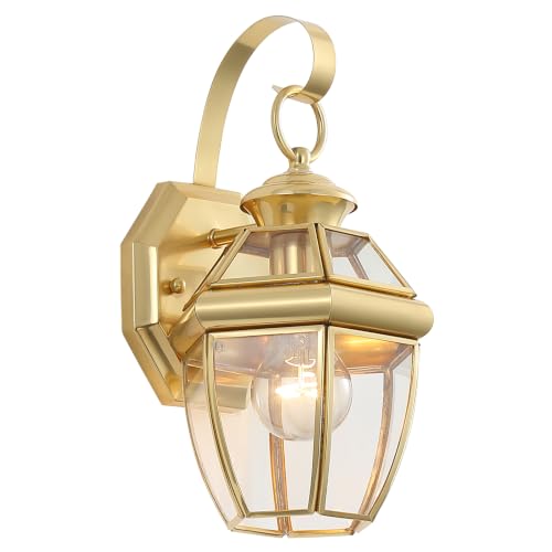 Solid Brass Outdoor Wall Light Fixtures, 12.6", 1-Pack - color: Polished Brass - 1 Pack, size: 12.6 inch
