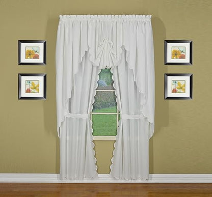 Today's Curtain CA2003K Orleans 54" Panel Pair with Tiebacks Tambour Scallop Edge Curtain, White, 60" W x 54" L/TB - color: White, size: 60"W x 54"L (Pack of 1)