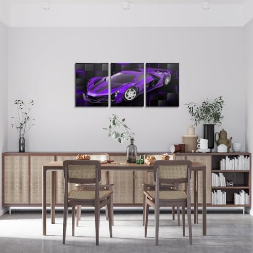 Feelyou Race Car Wall Art 12" x 16" x 3 - color: Violet