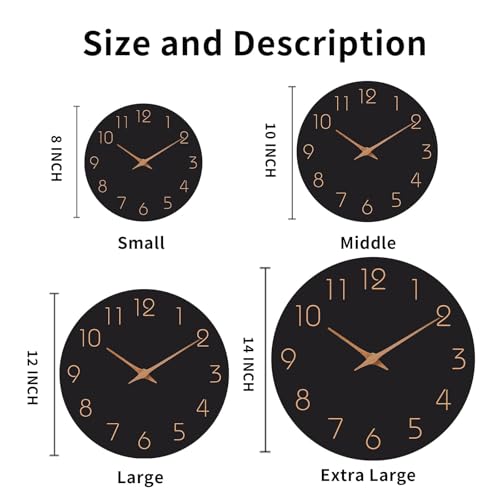 Mosewa 12" Wall Clock Battery Operated Silent Non-Ticking Modern Simple - color: B_black, size: 12 Inch
