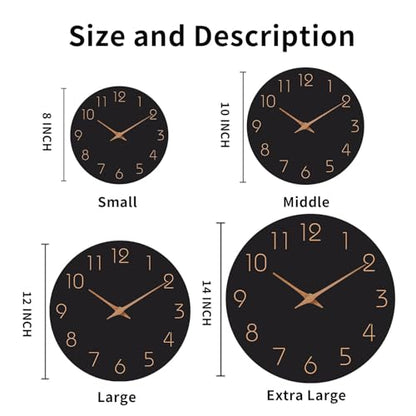 Mosewa 12" Wall Clock Battery Operated Silent Non-Ticking Modern Simple - color: B_black, size: 12 Inch