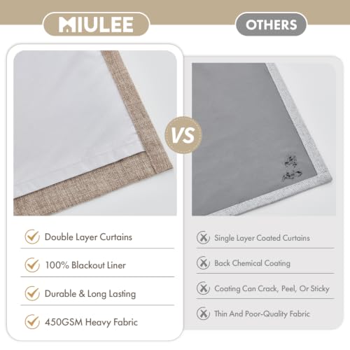 MIULEE Pinch Pleated Blackout Linen Curtains Burlywood Birch 2 Panels 40x96 - color: Burlywood Birch, size: 40"W x 96"L (Pack of 2)