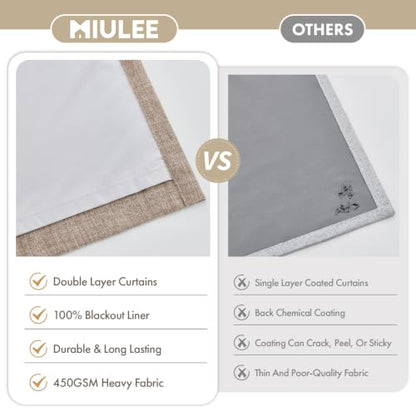 MIULEE Pinch Pleated Blackout Linen Curtains Burlywood Birch 2 Panels 50x90 - color: Burlywood Birch, size: 50"W x 90"L (Pack of 2)