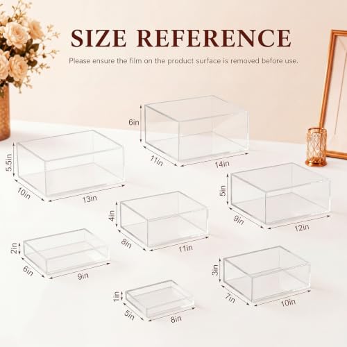 Leinuosen 7 Pcs Large Acrylic Buffet Risers, 8-14" Rectangle, Clear - color: Clear, size: 8" to 14", style: Rectangle