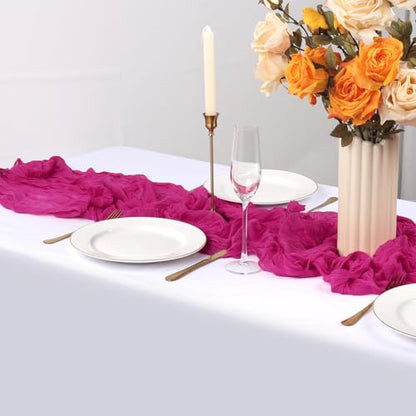 6 Pack Hot Pink Cheesecloth Table Runner 35 x 120 Inch - color: Hot Pink, size: 6 Pcs - 10 Ft