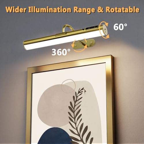 Wireless Rechargeable Picture Light, Battery Operated Art Light - color: Without Motion Sensor Antique Brass