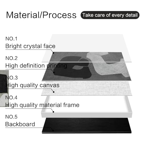 QKF 3Pcs Black White Gray Abstract Geometric Crystal Framed Canvas Wall Art - color: Black, White, Dark Gray, size: 16" X 24" X 3 pieces