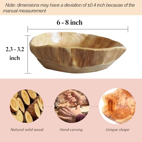 Wooden Bowl Decorative Wood Fruit Bowl (6"-8" Diameter) - size: 6"-8" Diameter