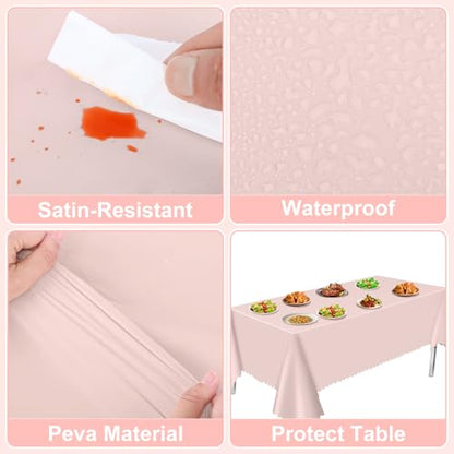 NatNarr 6 Pcs Plastic Light Pink Tablecloths, Scalloped Table Cloths - color: Light Pink, size: 6 Pack