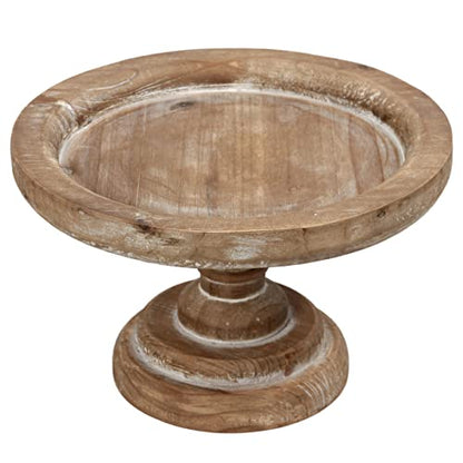 SOFE Natural Wooden Rustic Cake Stand with Pedestal Base, 8" Inner - color: Brown