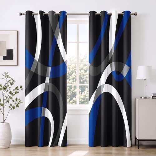 weesire Black and Blue Blackout Curtains, 52 x 96 Inch, Grommet, 2 Panels - color: P1-blue, size: 52"W x 96"L (Pack of 2)